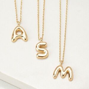 Gold Bubble Initial Necklace (4000)